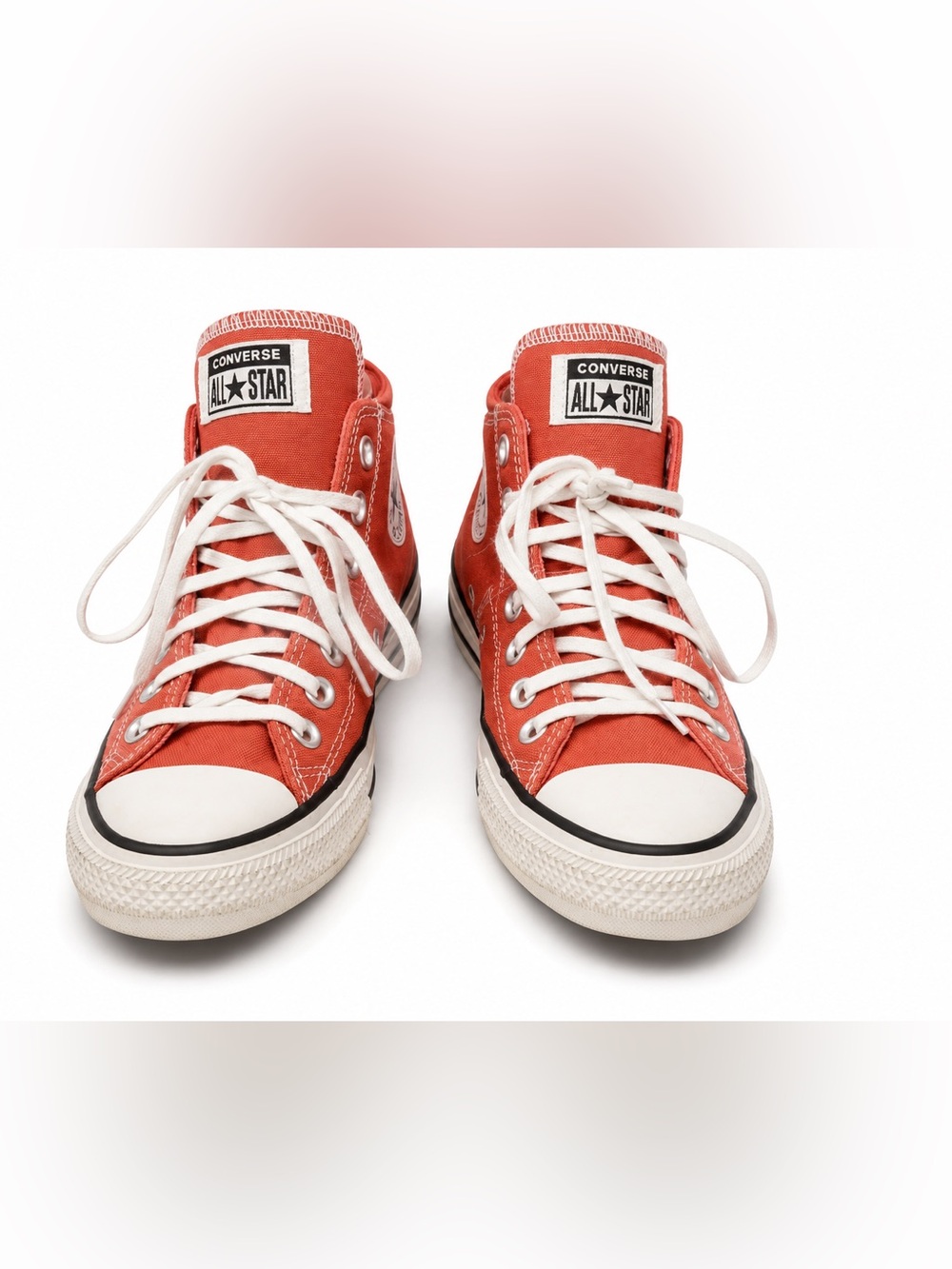 Converse Chuck Taylor All Star Mid-Top Sneakers Coral Orange Canvas Lace-Up - Picture 3 of 4